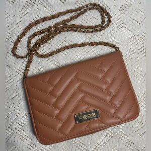 Bebe Los Angeles Sophia Gold chain link Crossbody Small Dark Blush Purse